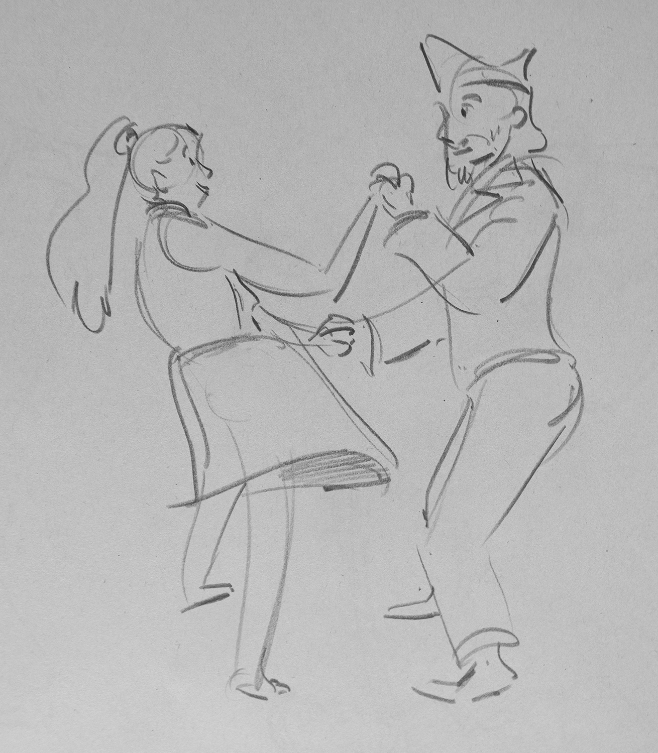 Dancing couple, outlined vector sketch Stock Vector by ©baldyrgan 62598263